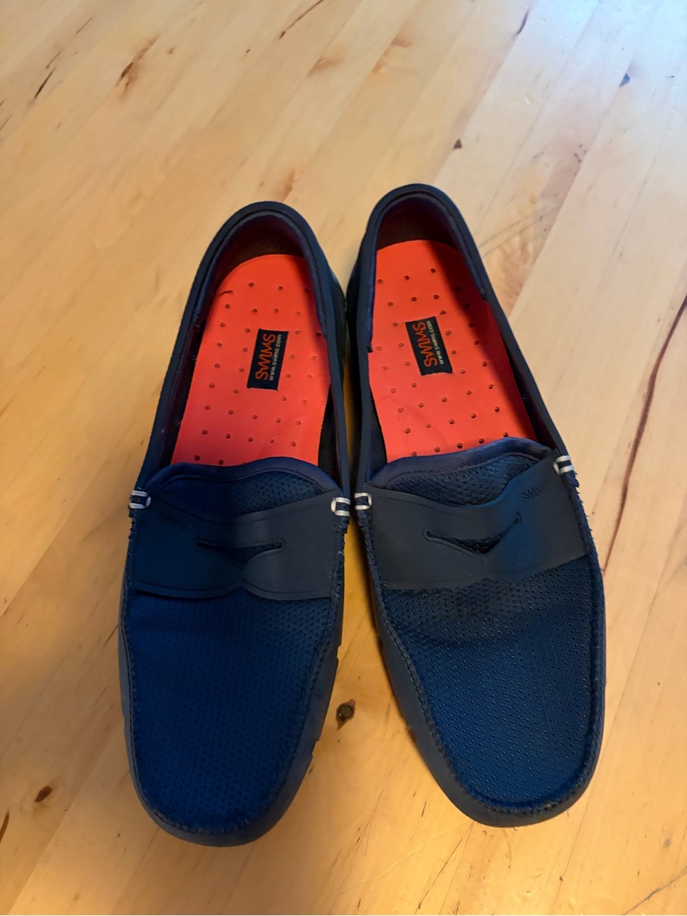 Swims Men's Navy Loafers with Orange Insole
